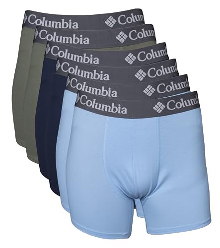 Columbia Herren 6 Pack Performance Boxer Brief Retroshorts, Hellblau/Marineblau/Steingrün, X-Large (6er Pack) von Columbia
