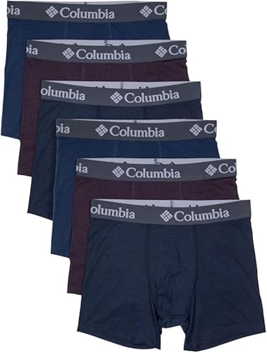 Columbia Herren Amazon Exclusive 6 Pack Performance Boxer Brief Retroshorts, Dark Mountain Grey/Dark Cherry/Navy, XXX-Large (6er Pack) von Columbia