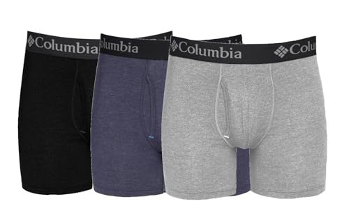Columbia Herren-Boxershorts aus Baumwolle, Stretch, 3er-Pack, Schwarz/Grau/Marineblau, Größe XXL, GRAU Columbia Herren-Boxershorts aus Baumwolle, Stretch, 3er-Pack, Schwarz/Grau/Marineblau, Größe XXL, GRAU von Columbia