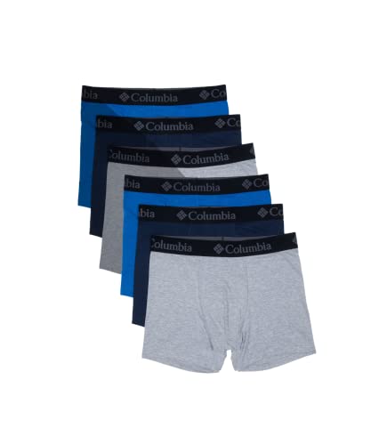 Columbia Herren Boxershorts, Baumwolle, Stretch, 6 Stück Retroshorts, Heather Grey, Dress Blue, Classic Blue, Medium von Columbia