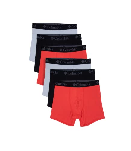 Columbia Herren Boxershorts, Polyester, Spandex, 6 Stück Retroshorts, Blutorange, Schwarz, kühles Grau, Large von Columbia