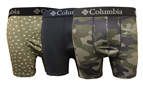 Columbia Herren Boxershorts, bedruckt, Polyester, Stretch, 3 Paar, Camo/Schwarz/Grün, Large von Columbia
