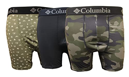 Columbia Herren Boxershorts, bedruckt, Polyester, Stretch, 3 Paar, Camo/Schwarz/Grün, X-Large von Columbia