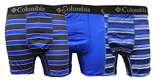 Columbia Herren Boxershorts, bedruckt, Polyester, Stretch, 3 Paar, Navy/Blaue Streifen, X-Large von Columbia