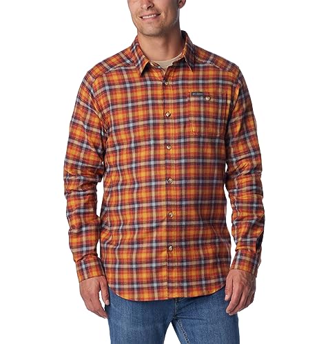 Columbia Herren Cornell Woods Flanellhemd mit Langen Ärmeln Button-Down-Shirt, Warp Red Tartan Ombre, Large von Columbia