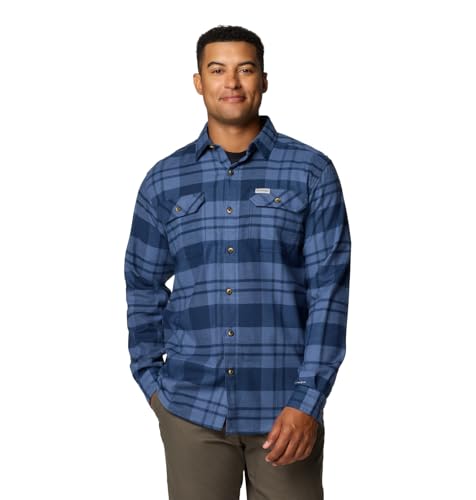 Columbia Herren Flare Gun Stretch Flanell Langarmshirt, Collegiate Navy River Crossing Plaid, M von Columbia