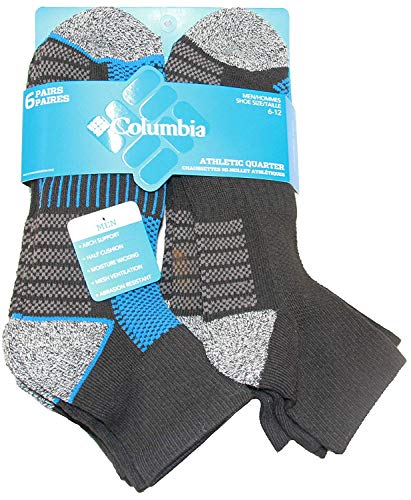 Columbia Herren Niedrig geschnittene Netzstoffsocken, Fußgewölbeunterstützung, Poly-Mischgewebe, 6 Paar Wandersocken, Schwarz/Hyper Blue, 37.5-46 EU von Columbia