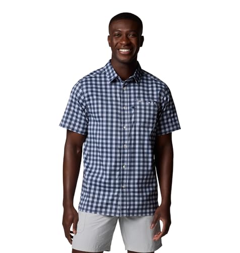 Columbia Herren PFG Super Slack Tide Camp Shirt Sonnenschutz Feuchtigkeitstransport Super Slack Tide Camp Shirt, Collegiate Navy Palaka Grid, XXL von Columbia