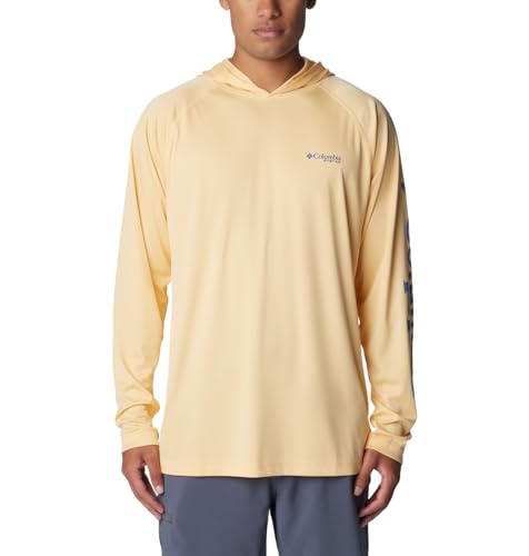 Columbia Herren PFG Terminal Tackle Hoodie Kapuzenpullover, Kakaobutter/Bluebell-Logo, 2X Tall von Columbia