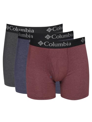 Columbia Herren Performance Boxershorts aus Baumwoll-Stretch, 3 Paar Retroshorts, Rot/Anthrazit/Marineblau, Large von Columbia