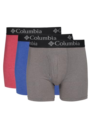 Columbia Herren-Boxershorts, Baumwoll-Stretch, 3er-Pack, Rot/Blau/Grau, Größe L, Bergrot, Large von Columbia