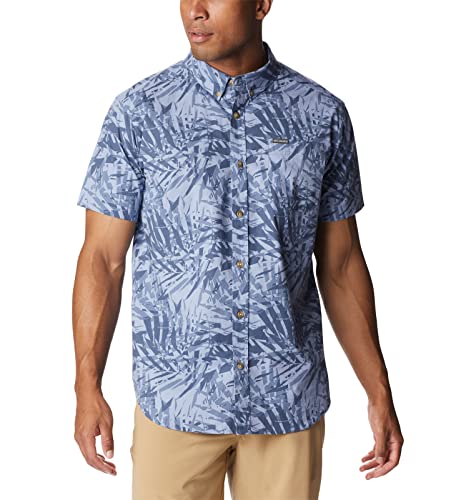 Columbia Herren Rapid Rivers Bedrucktes Kurzarm-Shirt Wanderhemd, Bluestone Dye Palms, Large von Columbia