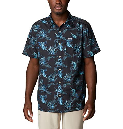 Columbia Herren Super Slack Tide Camp Shirt Wanderhemd, Schwarzer Sails Away Print, Large von Columbia