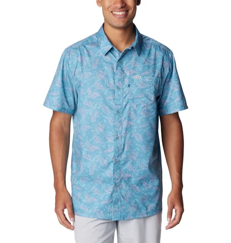 Columbia Herren Super Slack Tide Camp Wander-Shirt, Canyon Blue Keye Takeaway, Large von Columbia