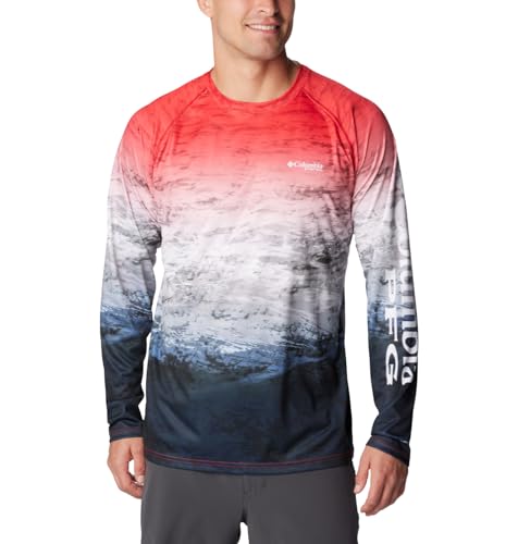 Columbia Herren Super Terminal Tackle Langarm-Shirt Wander, Red Spark Deepsea Fade, L von Columbia
