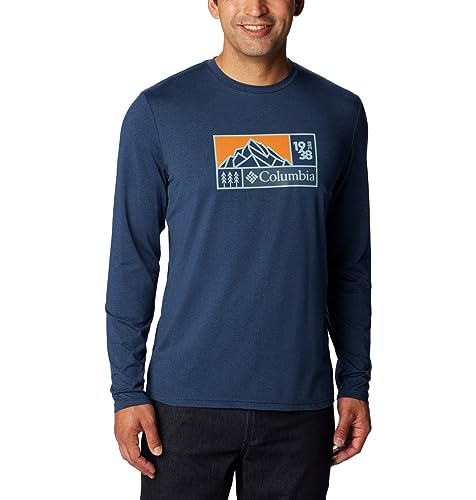 Columbia Herren Tech Trail Langarm Grafik, Collegiate Navy Heather/Hike Icon Graphic, XX-Large von Columbia