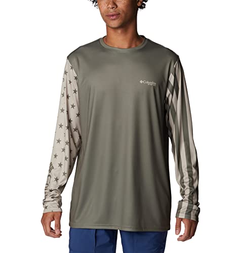 Columbia Herren Terminal Tackle PFG Americana Long Sleeve T-Shirt, Steingrün/Antike Fossil, Large von Columbia