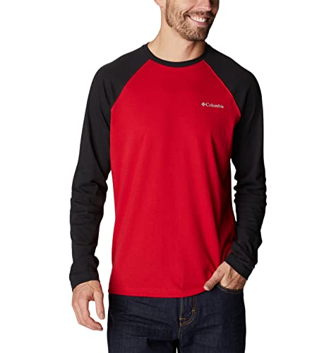 Columbia Herren Thistletown Hills Raglan-T-Shirt Wanderhemd, Mountain Red/Black, Medium von Columbia