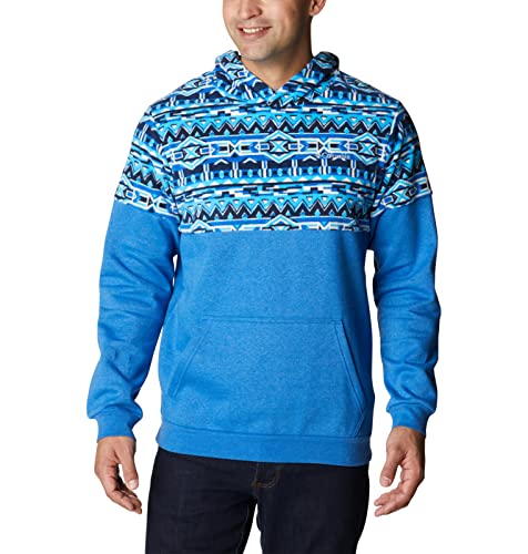 Columbia Herren Trek bedruckter Kapuzenpullover, Helles Indigo Heather 80er Streifenmuster, Medium von Columbia