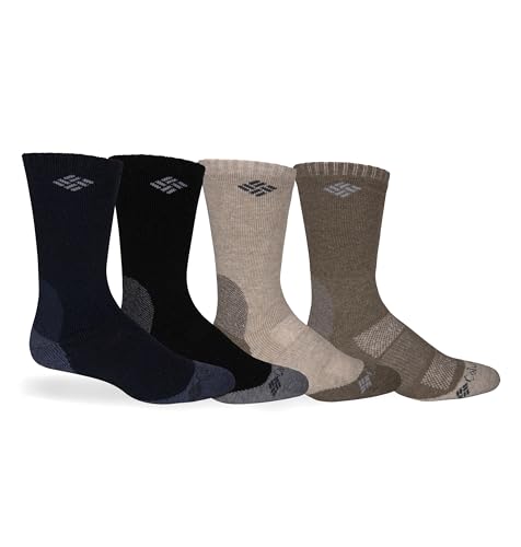 Columbia Herren 4er-Pack Baumwollsocken Socken, Marineblau/Schwarz/Braun/Khaki, 37.5-46 EU von Columbia