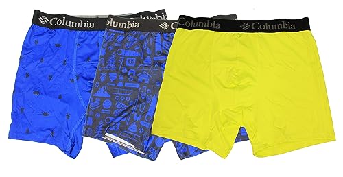 Columbia Herren-Boxershorts, bedruckt, Polyester, Stretch, einfarbig, 3 Paar, Farbe: Marineblau/Blau/Radia, Large von Columbia