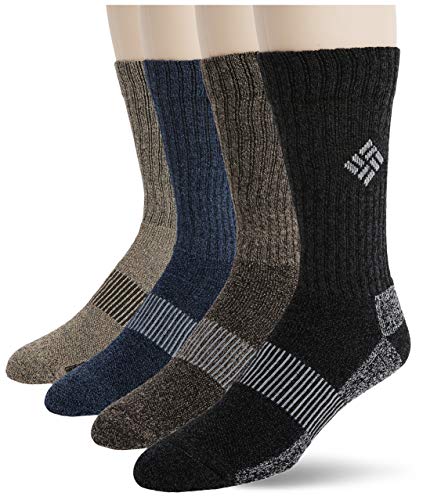 Columbia Herren 4er Pack Moisture Control Ribbed Crew Lässige Socken, Schwarz, Braun, Sortiert, 10-13 (Shoe Size 6-12 US Men's) von Columbia