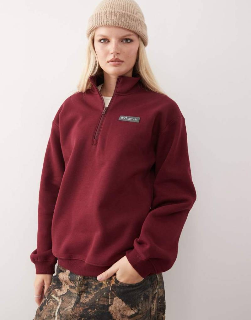 Columbia - Meridian Creek - Fleece-Sweatshirt in Burgunderrot mit kurzem Reißverschluss von Columbia