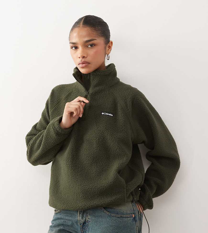 Columbia - Olive Spring - Fleece-Oberteil in Dunkelgrün mit kurzem Reißverschluss, exklusiv bei ASOS von Columbia