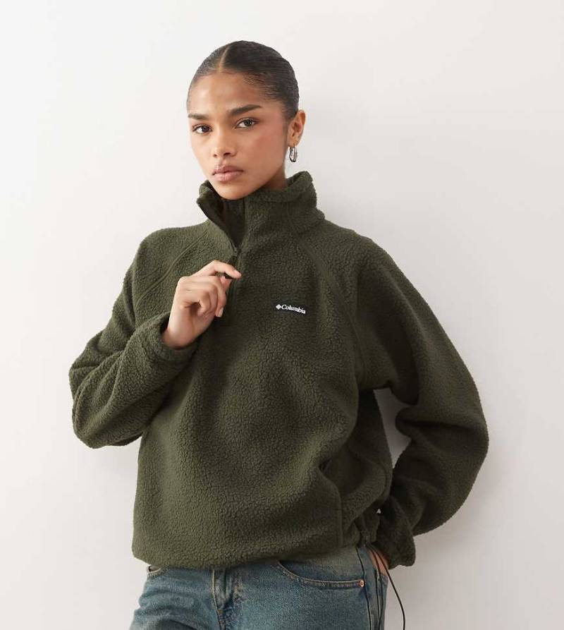 Columbia - Olive Spring - Fleece-Oberteil in Dunkelgrün mit kurzem Reißverschluss, exklusiv bei ASOS von Columbia
