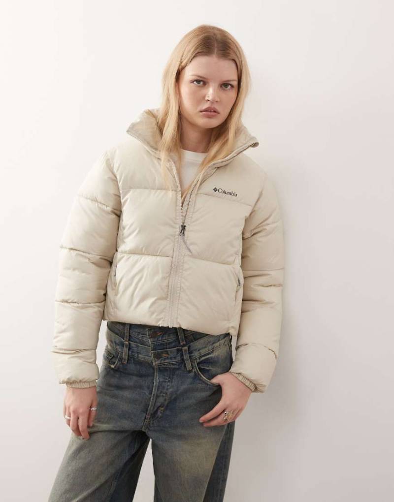 Columbia - Puffect II - Kurze Daunen-Steppjacke in dunklem Stein-Neutral von Columbia