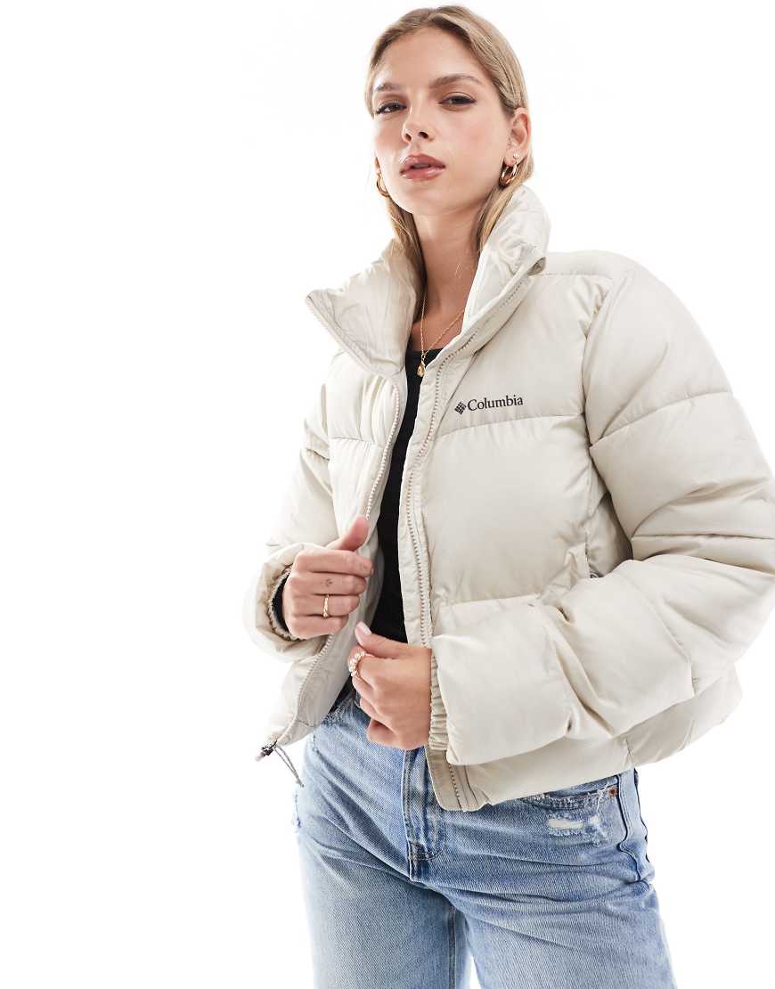 Columbia - Puffect II - Kurze Daunen-Steppjacke in dunklem Stein-Neutral von Columbia