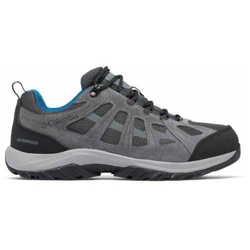 Columbia Redmond 3 Waterproof, wasserdichte Trekking- und Wanderschuhe mit niedrigem Bund, Shark/Phoenix Blue, von Columbia