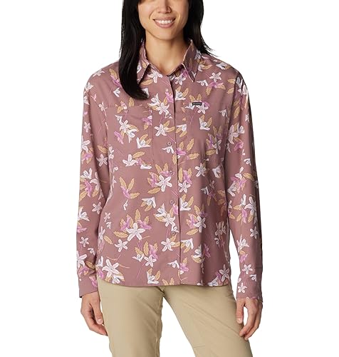 Columbia Silver Ridge Utility Gemustertes Langarm-Shirt für Damen, Feige Tiger Lilien, Größe L von Columbia