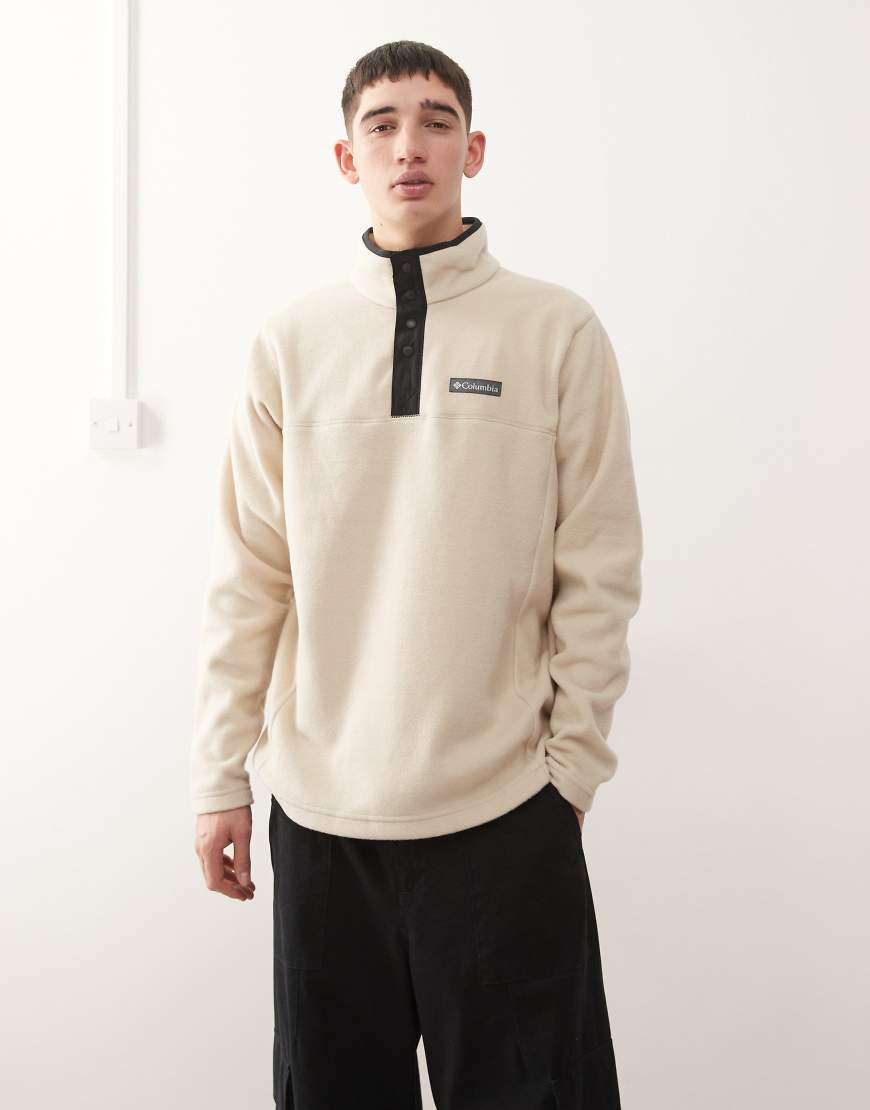 Columbia - Steens Mountain II - Fleece-Oberteil in Creme mit halblanger Druckknopfleiste-Braun von Columbia