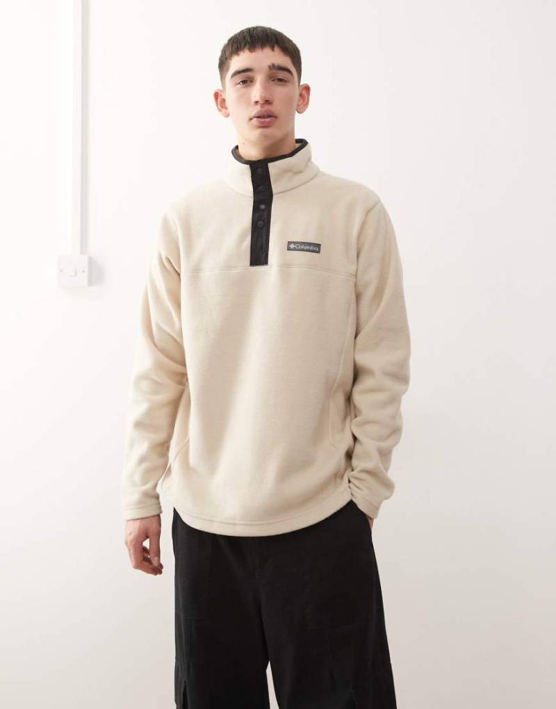 Columbia - Steens Mountain II - Fleece-Oberteil in Creme mit halblanger Druckknopfleiste-Braun von Columbia