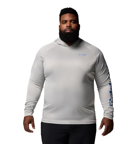 Columbia Terminal Tackkle-Kapuzenpullover für Herren, Cool Grey Heather/Vivid Blue Logo, Large von Columbia