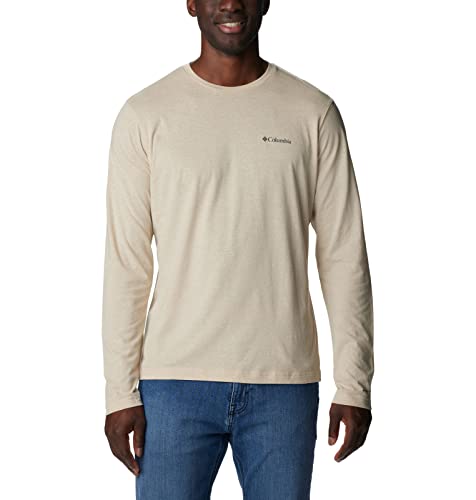 Columbia Thistletown Hills Langarm-T-Shirt mit Rundhalsausschnitt für Herren, meliertes Antikweiß (Ancient Fossil Heather), Größe XL von Columbia