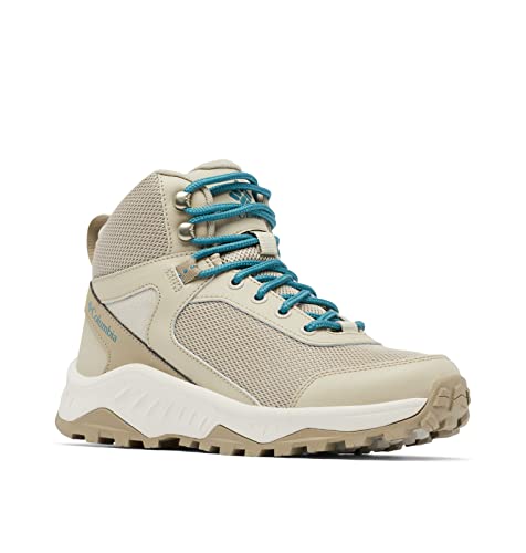 Columbia Trailstorm Ascend Mid Damen-Wanderschuh, wasserdicht, Canvas Tan, River Blue, 37.5 EU Weit von Columbia