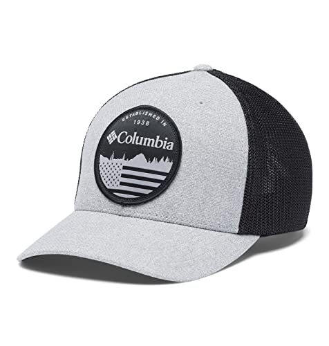 Columbia Unisex-Erwachsene Mesh Ball Cap, Grau meliert/Schwarz/Flagge, L-XL von Columbia