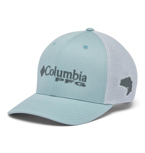 Columbia Unisex-Erwachsene PFG Logo Mesh Ball Cap Verschluss, Crushed Blue/Cool Grey/Bass Graphic, S/M von Columbia