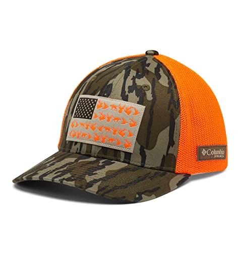 Columbia Unisex-Erwachsene PHG Camo Mesh Ball Cap Verschluss, Mossy Oak Bottomland, Blaze Game Flag, L/XL von Columbia