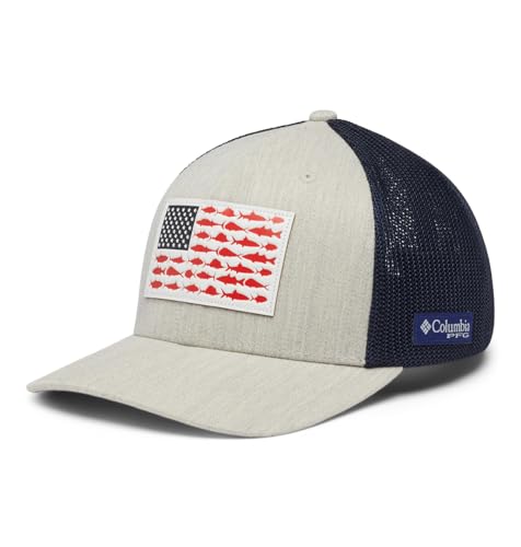 Columbia Unisex-Erwachsene PFG Ballkappe aus Leder, Fischflagge, Netzstoff Cap, Ancient Fossil Heather/Collegiate Navy, X-Large von Columbia
