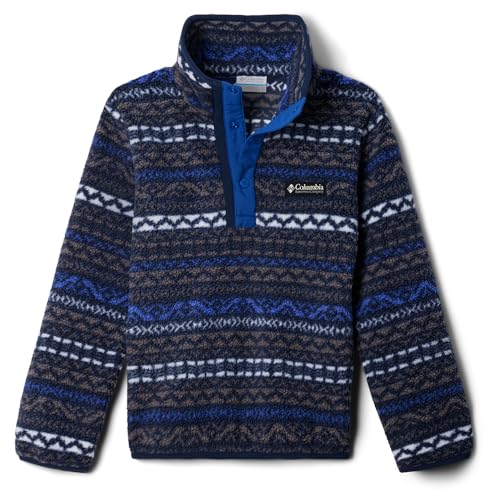 Columbia Unisex Kinder Helvetia 2 Bedrucktes Half Snap Fleece Pull Over, Grau Madras/Mountain Blue, 128 von Columbia