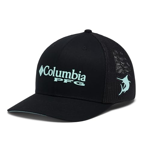 Columbia Unisex PFG Mesh-Baseballkappe mit Logo, Blau/Grau/Grafik (Blue Echo/Shark/Anthem Graphic), Größe S/M von Columbia