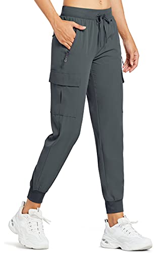 Comallan Damen Cargo Jogginghose Leichte, schnell trocknende Wanderhose Sportlich Workout Lounge Casual Outdoor Hose-Grau M von Comallan