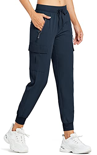 Comallan Damen Cargohose Jogginghose Leichte Wanderhos schnell trocknende Wanderhose Sportlich Workout Lounge Casual Outdoor Hose-Marineblau XS von Comallan