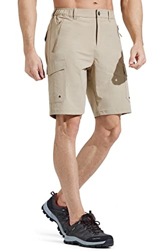 Comallan Cargo Shorts Herren Leichte Schnell Trockend Kurze Hosen Herren Wasserdicht Sommer Shorts Herren mit 6 Tiefe Taschen-TaschenKhaki L von Comallan