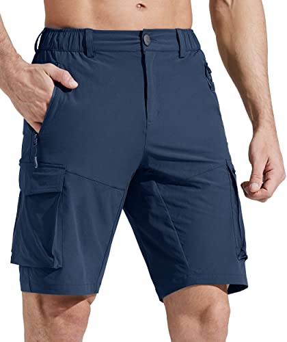 Comallan Herren Sommer Freizeit Shorts Wanderhose Outdoorhose Jogginghose Trekkinghose Softshellhose Funktionshose Cargohose/Leichte Trockend Wasserdicht mit Taschen-Marineblau L von Comallan