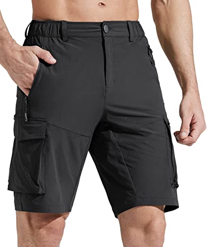 Comallan Herren Sommer Freizeit Shorts Wanderhose Outdoorhose Jogginghose Trekkinghose Softshellhose Funktionshose Cargohose/Leichte Trockend Wasserdicht mit Taschen-Schwarz L von Comallan