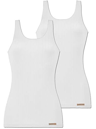 COMAZO Earth 2er Sparpack Damen Unterhemd Achselträger, Gr.42, Weiss von Comazo